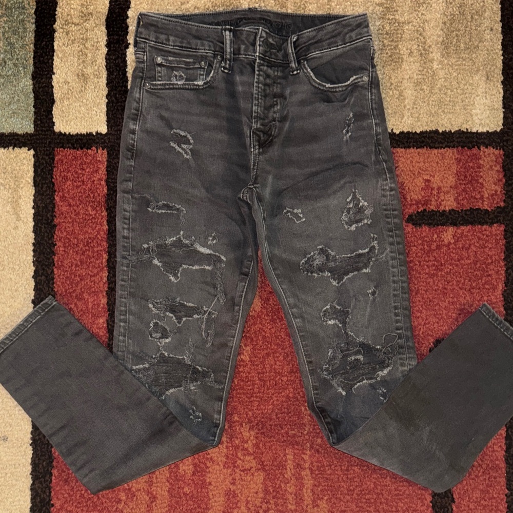 Mens American Eagle‎ Distressed Airflex+ Athletic Skinny Jeans